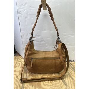 Spikes Sparrow Brown Leather Slouchy Hobo Shoulder Crossbody Purse Bag Beige